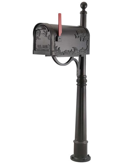 Hummingbird Curbside Mailbox with Ashland Post in Oil-Rubbed Bronze.
